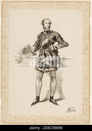 Stampa di Guglielmo II conte di Craven in costume indossato al Torneo di Eglinton 1839, ca. 1839. Foto Stock