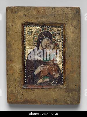 Icona portatile con la Vergine Eleousa, bizantina, inizio del 1300. Foto Stock