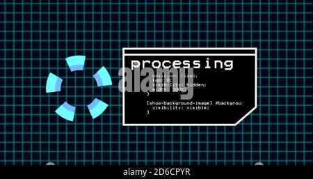 Programmazione del processo di codifica sul pannello di controllo del terminale. Pannello di elaborazione dati con griglia su pannello di codifica con risoluzione 4k Foto Stock