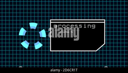 Programmazione del processo di codifica sul pannello di controllo del terminale. Pannello di elaborazione dati con griglia su pannello di codifica con risoluzione 4k Foto Stock