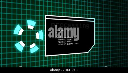 Programmazione del processo di codifica sul pannello di controllo del terminale. Pannello di elaborazione dati con griglia su pannello di codifica con risoluzione 4k Foto Stock