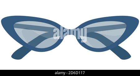 Occhiali da sole da donna isolati su sfondo bianco. Accessorio estivo in stile cartoon. Illustrazione Vettoriale