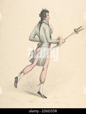 Disegno di Costume, 18 °-19 ° secolo. Foto Stock