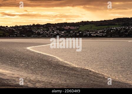 Sunset, Grange Over Sands, Cumbria, Regno Unito Foto Stock