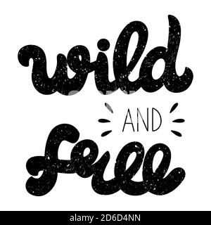 Caratteri jolly e quotazioni gratuite disegnati a mano, inchiostrati in nero con texture. Scritta scritta scritta disegnata a mano per la stampa o il design. Illustrazione Vettoriale