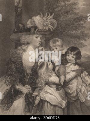 Lady Smith e i suoi figli, 15 marzo 1789. [Charlotte Smith, suo figlio George Henry, e le figlie Louisa e Charlotte]. Foto Stock
