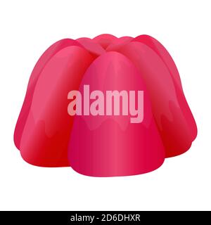 Gelatina isolata su sfondo bianco. Gelatina lucida di frutta rossa. Dessert di marmellata per feste. Confezione caramello caramello. Vettore stock Illustrazione Vettoriale