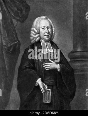 George Whitefield. Ritratto del clero anglicano inglese, reverendo George Whitefield (1714-1770), mezzotint di James Moore, 1751. Whitefield fu uno dei fondatori del Metodismo e del movimento evangelico. Foto Stock