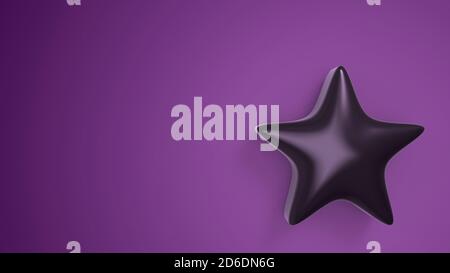 stella viola 3d su sfondo a colori. Rendering e illustrazione di una stella dorata per un premio Foto Stock