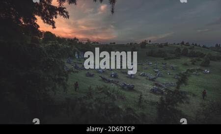 Il campo della figura vicino a Eichstätt nel Altmühltal al tramonto Foto Stock