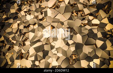 mosaico geometrico sfondo colore oro. rendering 3d. Foto Stock