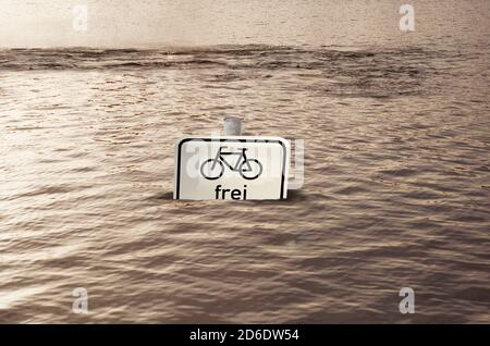 Cartello di allagamento in acqua Foto Stock