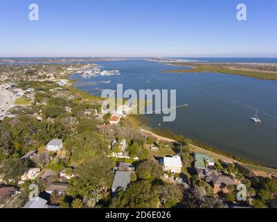 Vista aerea della costa di St. Augustine Salt Run vicino al fiume Matanzas a St. Augustine, Florida, USA. Foto Stock