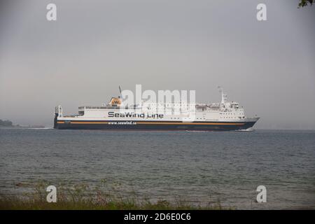 TRAGHETTO SEA WIND dedicato al carico tra Stoccolma e Turkku.Sea wind che opera anche come traghetto ferroviario Foto Stock