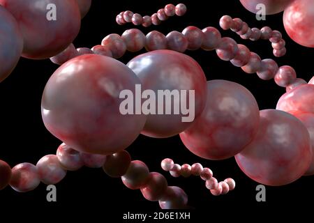 Strep gola nota anche come Streptococcus Pneumonia batteri nella bocca 3D illustrazione digitale Foto Stock