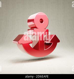 Icona di ancoraggio. Simbolo di ancoraggio lucido dorato isolato su fondo bianco di cemento. Icona moderna per sito Web, social media, presentazione, elemento modello di design. Rendering 3D. Foto Stock