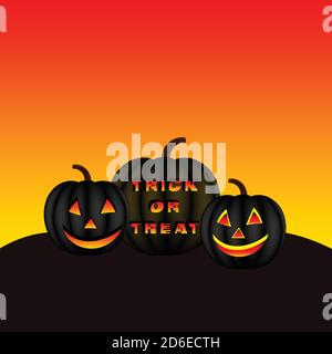 Zucca di Halloween con faccia felice su sfondo bianco. Illustrazione di cartoni animati vettoriali. EPS10. Trucco o trattare concetto semplice. Illustrazione Vettoriale