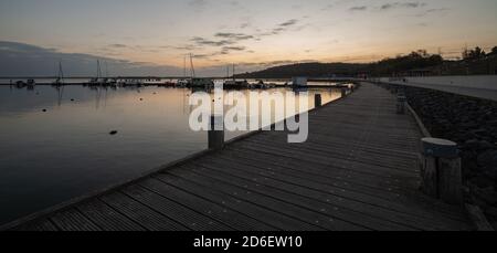 Germania, Sassonia-Anhalt, Geiseltalsee, molo di Braunsbedra Foto Stock