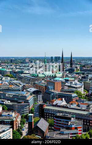Panoramica della città anseatica di Amburgo, Germania Foto Stock