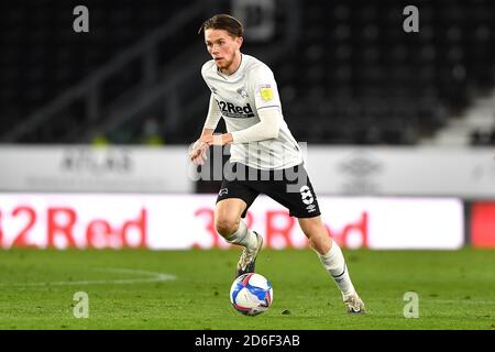 DERBY, INGHILTERRA. 16 OTTOBRE Max Bird della contea di Derby durante la partita del campionato Sky Bet tra la contea di Derby e Watford al Pride Park, Derby venerdì 16 ottobre 2020. (Credit: Jon Hobley | MI News) Credit: MI News & Sport /Alamy Live News Foto Stock