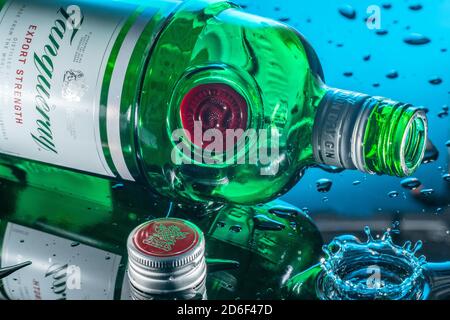 Bedford, UK, maggio 16,2020. Tanqueray è un marchio di gin prodotto da Diageo plc e commercializzato in tutto il mondo. Sebbene sia nato a Londra, lo spirito è ora Foto Stock