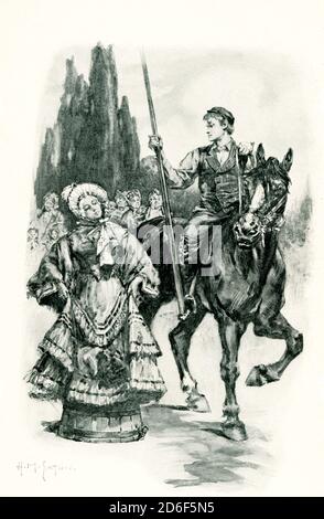 La didascalia del 1906 per questa illustrazione dalle Torri di Barchester di Anthony Trollope recita: hall inizio, ma'am? Ha detto Harry. Anthony Trollope (1815 – 1882) è stato un . Barchester Towers, pubblicato nel 1857 da Trollope, è il secondo romanzo della sua serie noto come "le Cronache di Barsetshire". Tra le altre cose satirizza l'antipatia nella Chiesa d'Inghilterra tra l'alta Chiesa e gli aderenti evangelici. Trollope iniziò a scrivere questo libro nel 1855. Tra le sue opere più conosciute vi è una serie di romanzi, collettivamente noti come le Cronache di Barsetshi Foto Stock