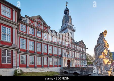 Germania, bassa Sassonia, Wolfenbüttel, castello residenziale, Hausmannsturm costruito nel 1613 in stile rinascimentale, facciata dal barocco Foto Stock