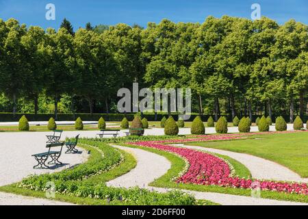 Parco al Castello di Herrenchiemsee, Herreninsel im Chiemsee, alta Baviera, Germania Foto Stock