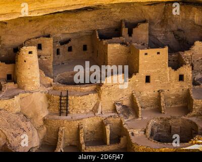 Rovine di Cliff Palace, Mesa Verde National Park, Mancos, Colorado. Foto Stock