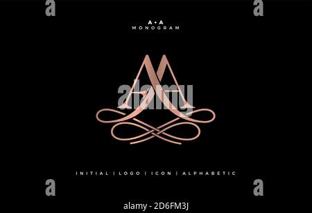Logo AA Monogram, lettera iniziale AA, monogramma con logo Wedding, azienda con logo e business con icone, con disegni di linee infinity di variazione per coppie di matrimonio Illustrazione Vettoriale