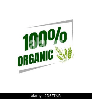 100% percento organic logo design naturale healty food segno vettore illustrazioni Illustrazione Vettoriale