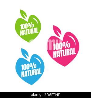 100% per cento naturale logo disegno healty food stamp illustrazioni vettoriali Illustrazione Vettoriale
