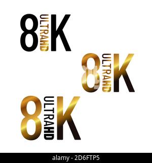 8K simbolo del logo Ultra HD 8K contrassegno UHD Ultra Vettore di icone ad alta risoluzione Illustrazione Vettoriale