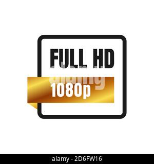 Simbolo del logo Full HD 1080p segno Full HD Full HD vettore delle icone di risoluzione Illustrazione Vettoriale