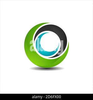 Modello di elemento grafico astratto del disegno del logo circolare 3D Illustrazione Vettoriale