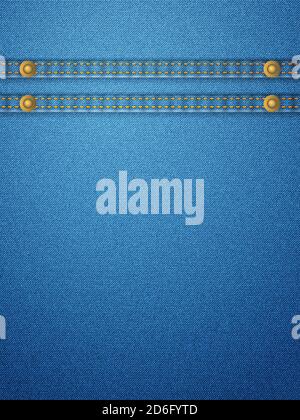 Denim Blu con sfondo con cucitura. Illustrazione Vettoriale. Foto Stock