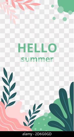 Storia floreale. Giardino flora ciao estate social media modello di storia Illustrazione Vettoriale