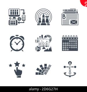 SEO e Web opimizzazione icone set Illustrazione Vettoriale