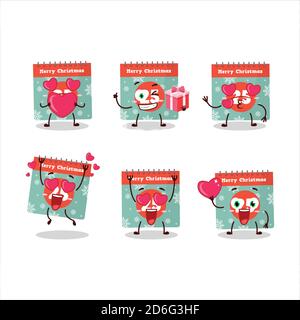 25 dicembre calendario cartoon personaggio con amore simpatico emoticon Illustrazione Vettoriale