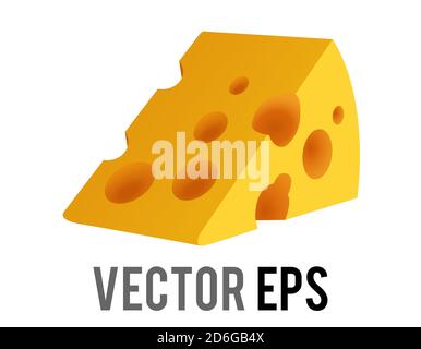 Il cuneo vettore isolato di formaggio giallo arancio icona con fori Illustrazione Vettoriale