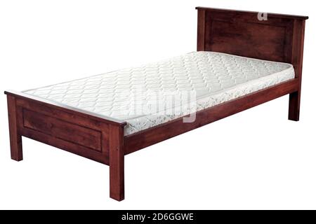 Letto con piattaforma in legno con materasso Foto Stock