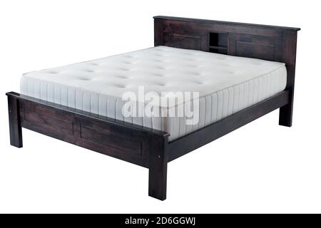 Letto con piattaforma in legno con materasso Foto Stock