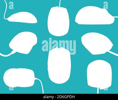 viste diverse di mouse per computer isolati sullo stesso sfondo blu Foto Stock