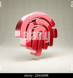 Icona impronta digitale. Simbolo di impronte digitali lucide in oro isolato su sfondo bianco di cemento. Icona moderna per sito Web, social media, presentazione, elemento modello di design. Rendering 3D. Foto Stock