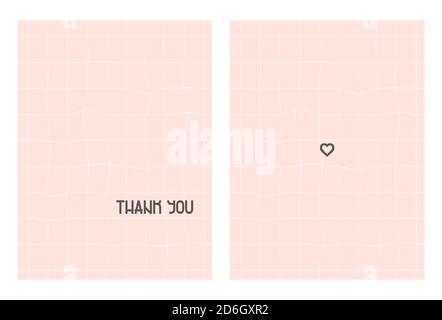 Carino rosa grazie carta con cuore e piazze per Giorno di ringraziamento per le persone importane Illustrazione Vettoriale