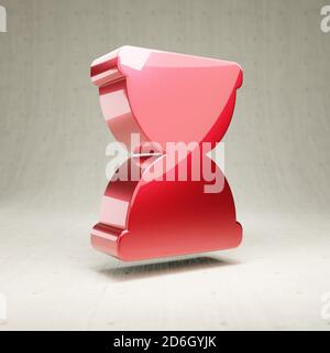 Icona clessidra. Simbolo in clessidra lucido oro isolato su fondo bianco di cemento. Icona moderna per sito Web, social media, presentazione, elemento modello di design. Rendering 3D. Foto Stock