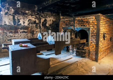 Il crematorio del Museo Statale di Auschwitz-Birkenau in Polonia. Foto Stock