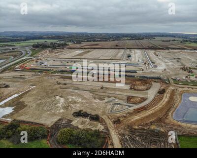 Stabilimento di Sevington Inland Border in costruzione ad Ashford, Kent, 17/10/20 Foto Stock