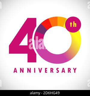 numeri del 40° anniversario. congrati colorati di 40 anni. Carino concetto di congratulazioni. Modello grafico astratto isolato. Cifre colorate. Illustrazione Vettoriale