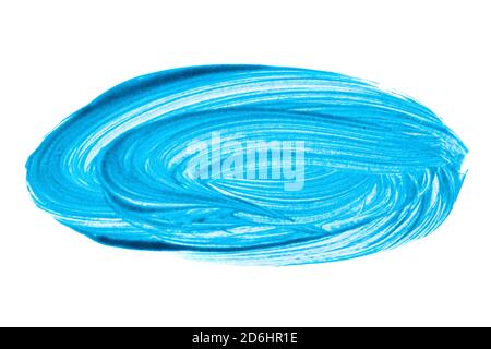 Tratto di pennello in elipse blu isolato su sfondo bianco Foto Stock